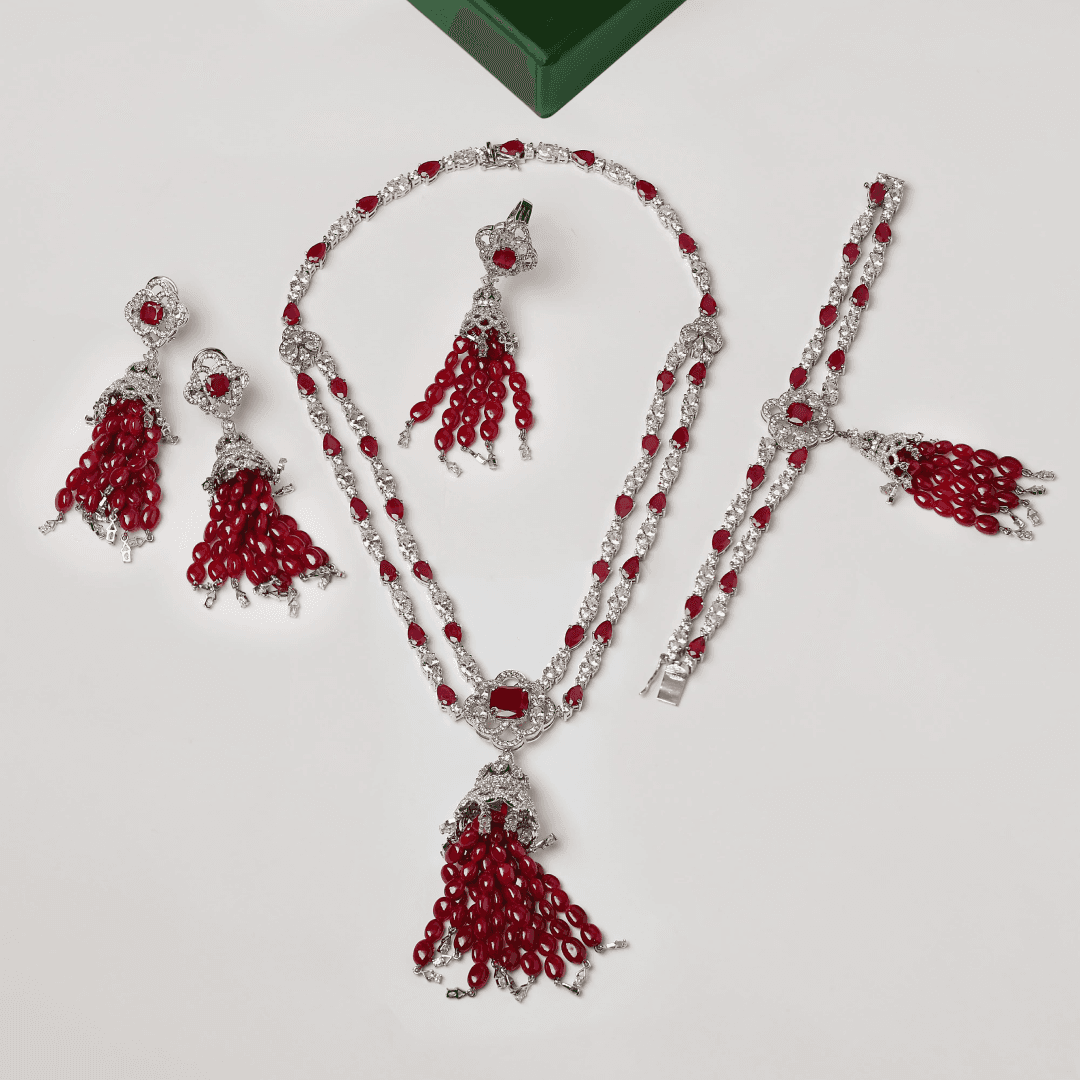 Natural Pearls Silver Set